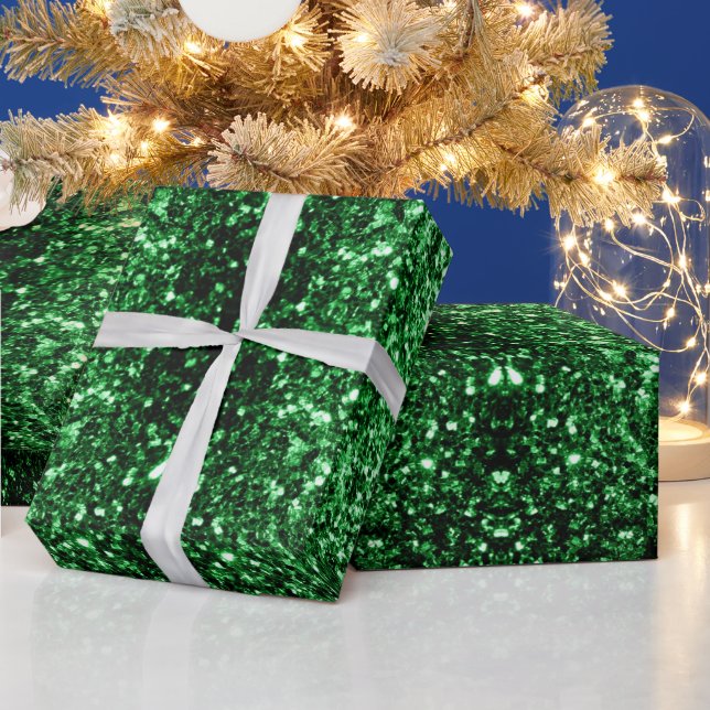 Dunkelgrüne Imitate Glitzer Glitzern Geschenkpapier (Feiertage)