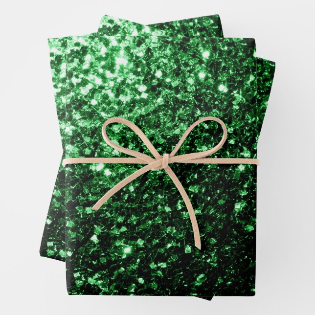 Dunkelgrüne Imitate Glitzer Glitzern Geschenkpapier Set (Beispiel)