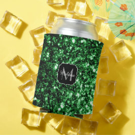 Dunkelgrüne Imitate Glitzer Glitzern Monogram Dosenkühler