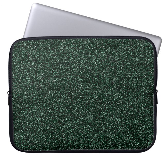 Dunkelgrüne Imitate Glitzer Laptopschutzhülle (Vorderseite)