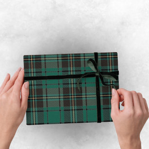 Dunkelgrüne Jahrgänge Weihnachten - Karierter Stre Geschenkpapier