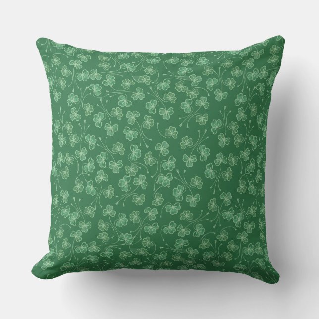 Dunkelgrüne Kleeblätter Muster Pillow oder Cushi Kissen (Vorderseite)