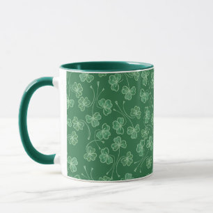 Dunkelgrüne Kleeblätter MusterklingelTasse Tasse