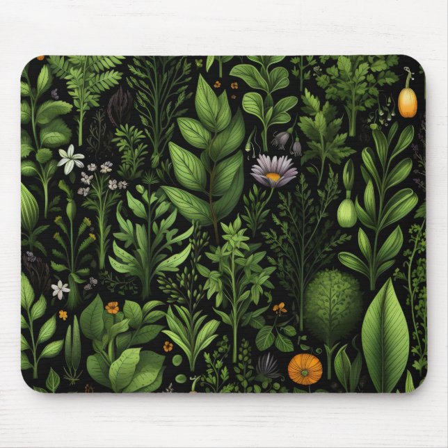 Dunkelgrüne Kräuter Mousepad (Vorne)