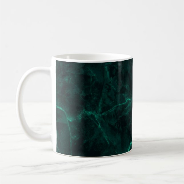 Dunkelgrüne Marmorstruktur Kaffeetasse (Links)