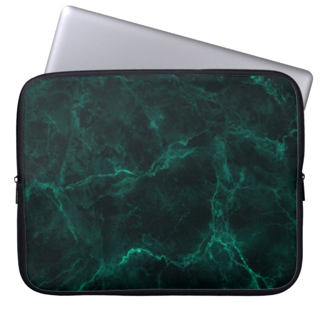 Dunkelgrüne Marmorstruktur Laptopschutzhülle (Vorderseite)