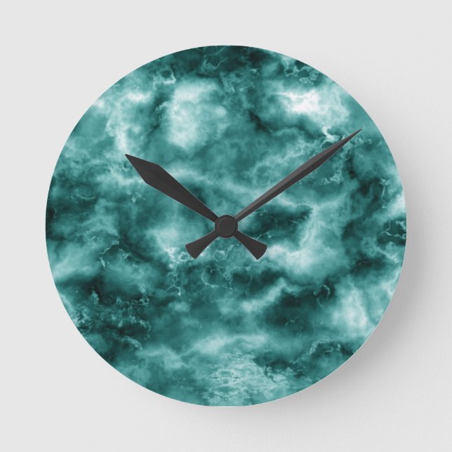 dunkelgrüne Marmortextur Runde Wanduhr (Vorderseite)