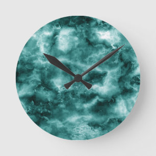 dunkelgrüne Marmortextur Runde Wanduhr