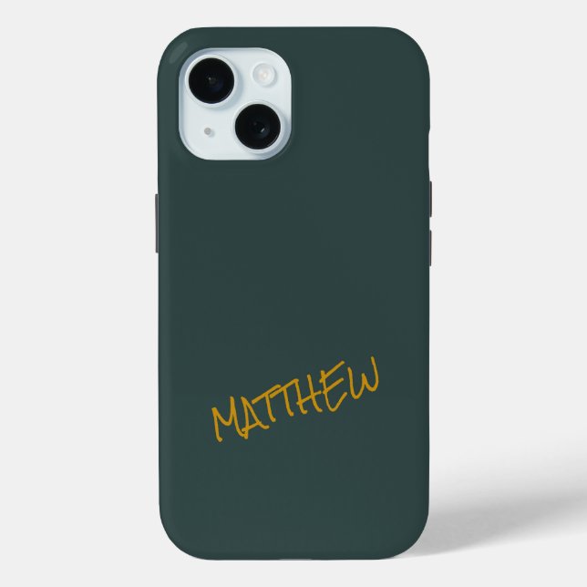 Dunkelgrüne, moderne Goldschrift Case-Mate iPhone Hülle (Rückseite)