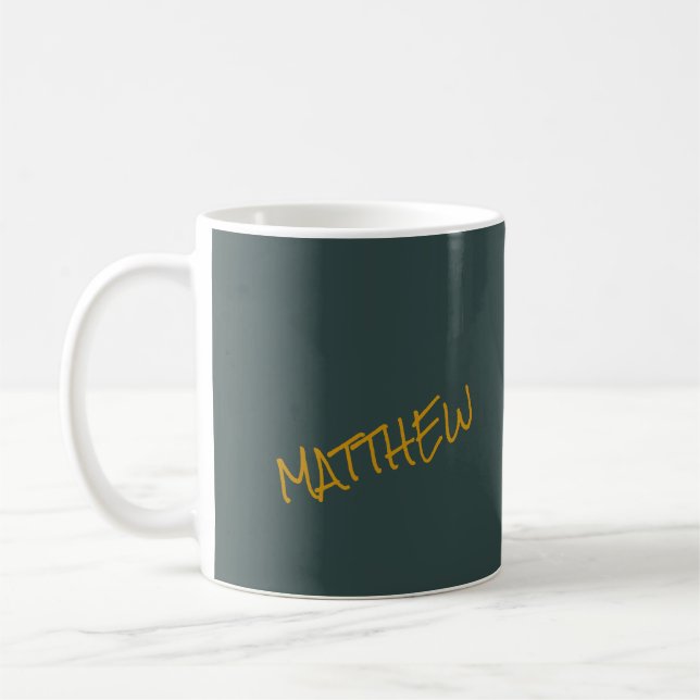 Dunkelgrüne, moderne Goldschrift Kaffeetasse (Links)