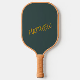 Dunkelgrüne, moderne Goldschrift Pickleball Schläger
