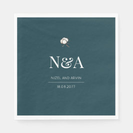 Dunkelgrüne monochrome Minimalistische Initialen M Serviette
