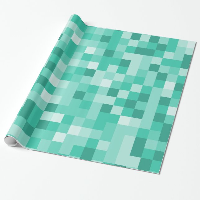 Dunkelgrüne Pixel Geschenkpapier (Ungerollt)