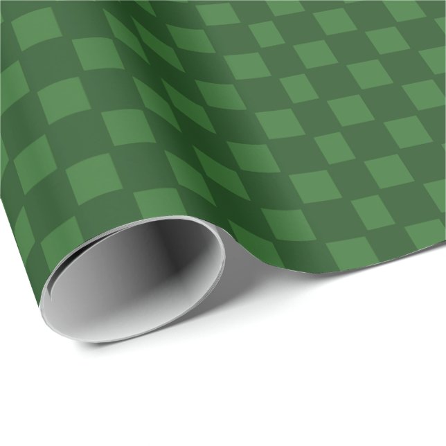 Dunkelgrüne Quadrate Geschenkpapier (Rolleneckpunkt)