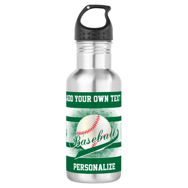 Dunkelgrüne Retro Baseball-Art Trinkflasche (Vorderseite)