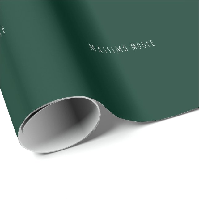 Dunkelgrüne schlichte elegante Casual-Own-Name Geschenkpapier (Rolleneckpunkt)