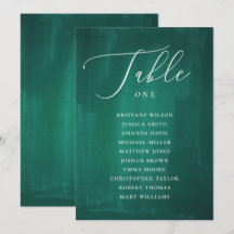 Dunkelgrüne Sitzkarte. Smaragdfarbene Hochzeit