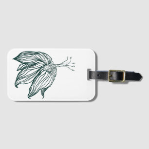 dunkelgrüne und aquamarine Monstera-Blätter & Lili Gepäckanhänger