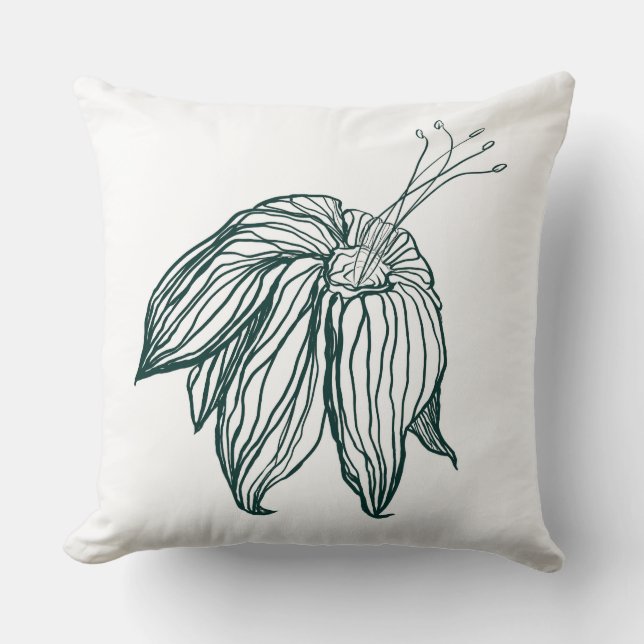 dunkelgrüne und aquamarine Monstera-Blätter & Lili Kissen (Vorderseite)
