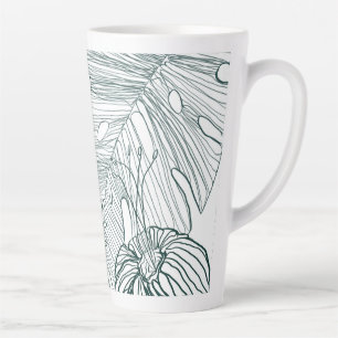 dunkelgrüne und aquamarine Monstera-Blätter & Lili Milchtasse