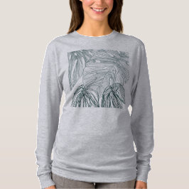 dunkelgrüne und aquamarine Monstera-Blätter & Lili T-Shirt