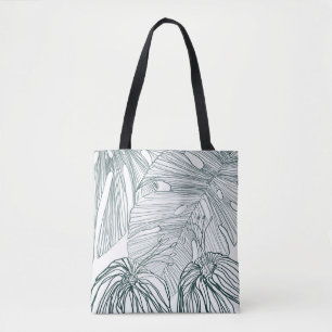 dunkelgrüne und aquamarine Monstera-Blätter & Lili Tasche