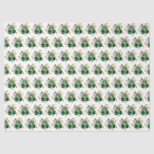 Dunkelgrüne und goldene elegante Blumen Seidenpapier