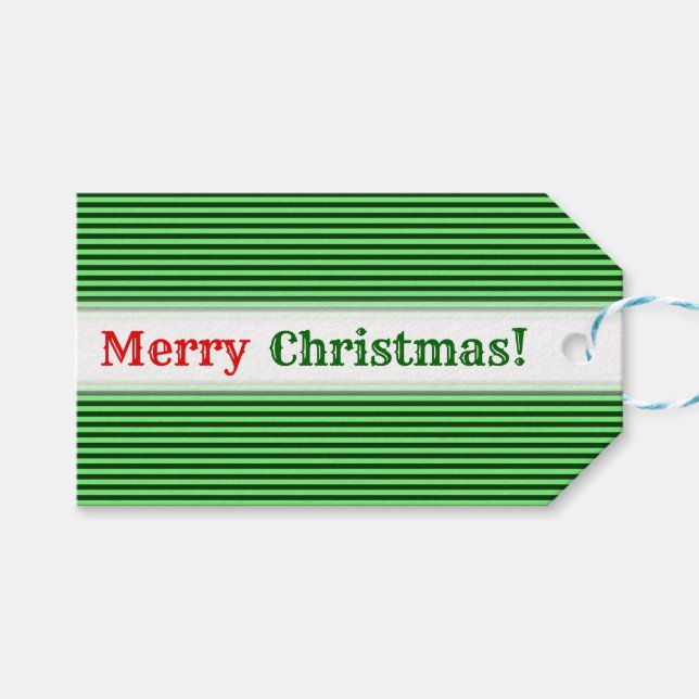 Dunkelgrüne und hellgrüne Streifen/Linienmuster Geschenkanhänger (Vorderseite (Horizontal))