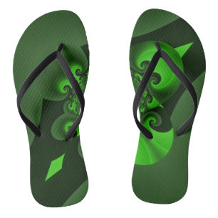 Dunkelgrüne und Limettengrüne Spiralen-Wellen-Flip Flip Flops