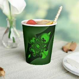 Dunkelgrüne und Limone Spiralwelle Pappbecher