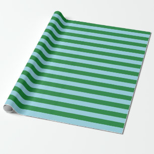 Dunkelgrüne und pastellblaue Streifen Geschenkpapier