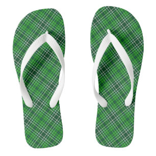 Dunkelgrüne und waldgrüne Karierte Muster Flip Flops