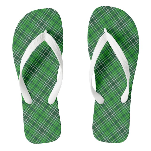 Dunkelgrüne und waldgrüne Karierte Muster Flip Flops (Fußbett)