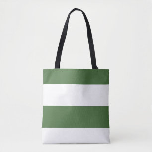 Dunkelgrüne und weiße, einfache, extra breite Stre Tasche