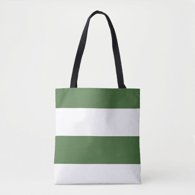 Dunkelgrüne und weiße, einfache, extra breite Stre Tasche (Vorderseite)