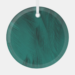 Dunkelgrüne Vintage Feather Textur Ornament Aus Glas