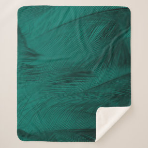 Dunkelgrüne Vintage Feather Textur Sherpadecke