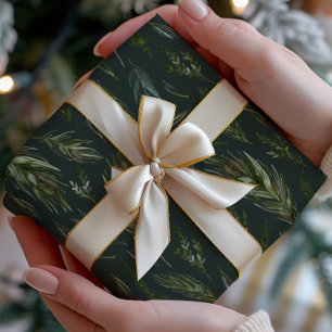 Dunkelgrüne Winterfolien Geschenkpapier