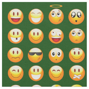 dunkelgrüner Emoji-Stoff Stoff