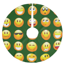 dunkelgrüner Emoji Weihnachtsbaumrock Polyester Weihnachtsbaumdecke