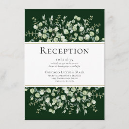 Dunkelgrüner Eukalyptus-Hochzeitempfang Begleitkarte