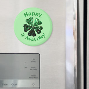 Dunkelgrüner Glitzer funkeln Kleeblatt St Patrick Magnet