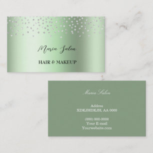 Dunkelgrüner Glitzer Silver Aquarell Business Card Visitenkarte