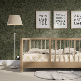 Dunkelgrüner Holzblock DruckDamast Tapete