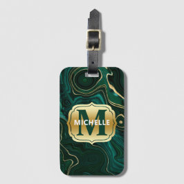 Dunkelgrüner Malachit und goldener Foil Strata Vei Gepäckanhänger