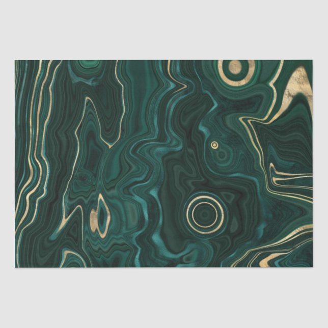Dunkelgrüner Malachit und goldener Foil Strata Vei Seidenpapier (Vorderseite)