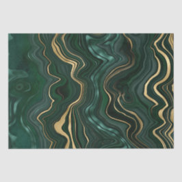 Dunkelgrüner Malachit und goldener Foil Strata Vei Seidenpapier