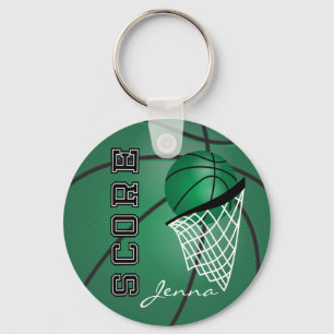 Dunkelgrüner Sport Basketball DIY Text Schlüsselanhänger