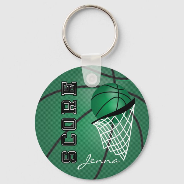Dunkelgrüner Sport Basketball | DIY Text Schlüsselanhänger (Vorderseite)
