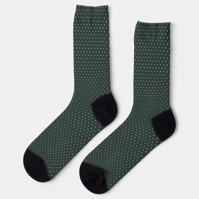 Dunkelgrüner Tupfen Socken (Linkes Detail)